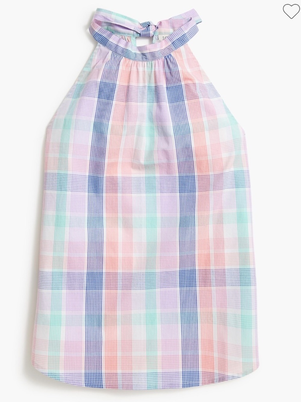BNWT J. Crew Pastel Plaid Bow-Back Halter Top- size S